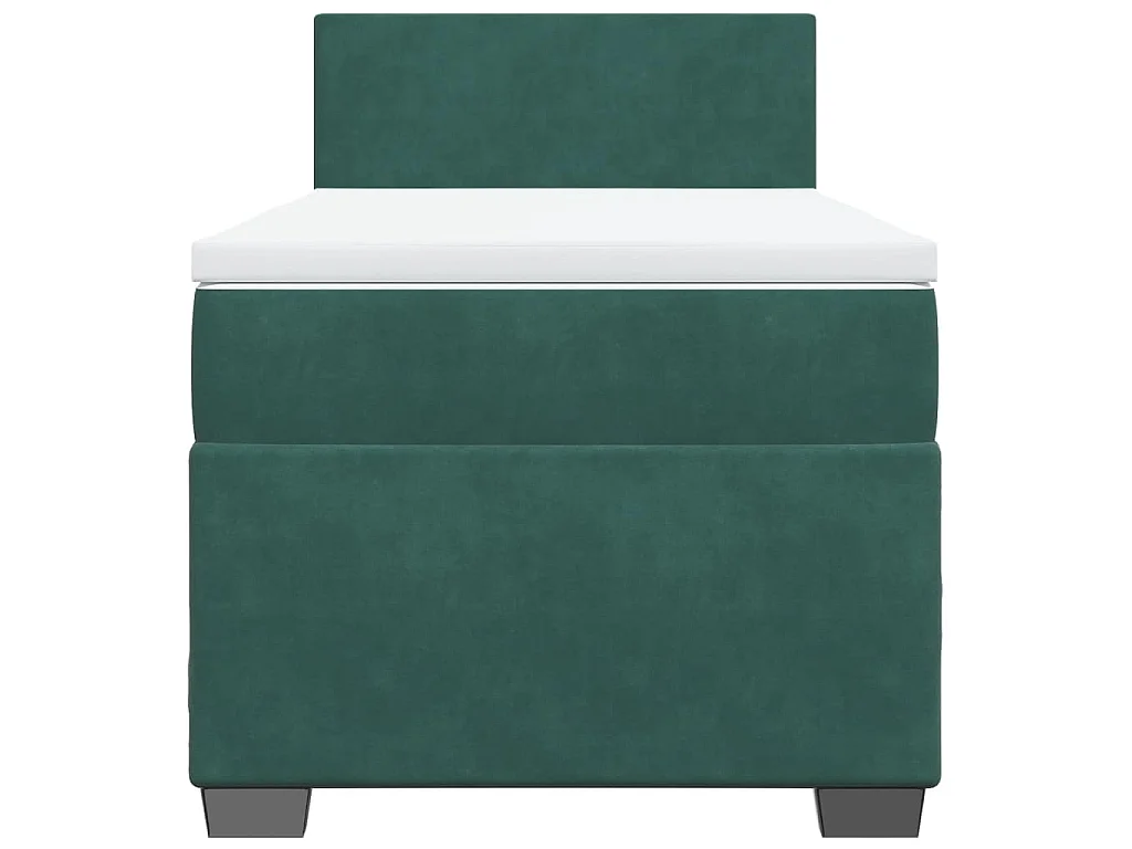 Cama box spring con colchón terciopelo verde oscuro 90x200 cm