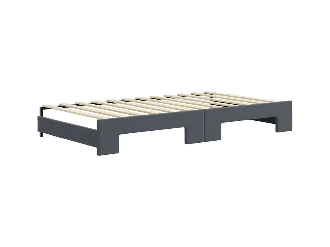 Lit de jour avec gigogne sans matelas gris foncé 100x200 cm