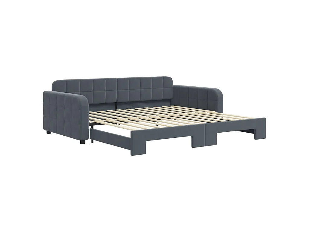Tagesbett Ausziehbar Dunkelgrau 100x200 cm Samt