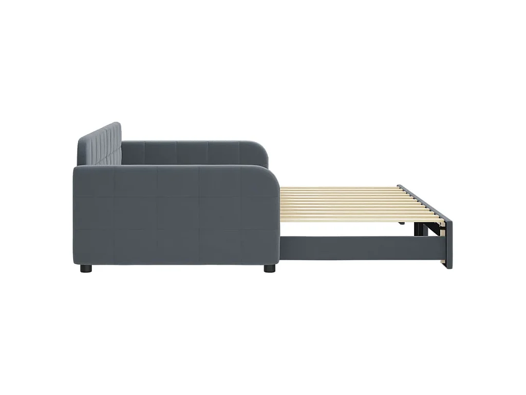 Tagesbett Ausziehbar Dunkelgrau 100x200 cm Samt