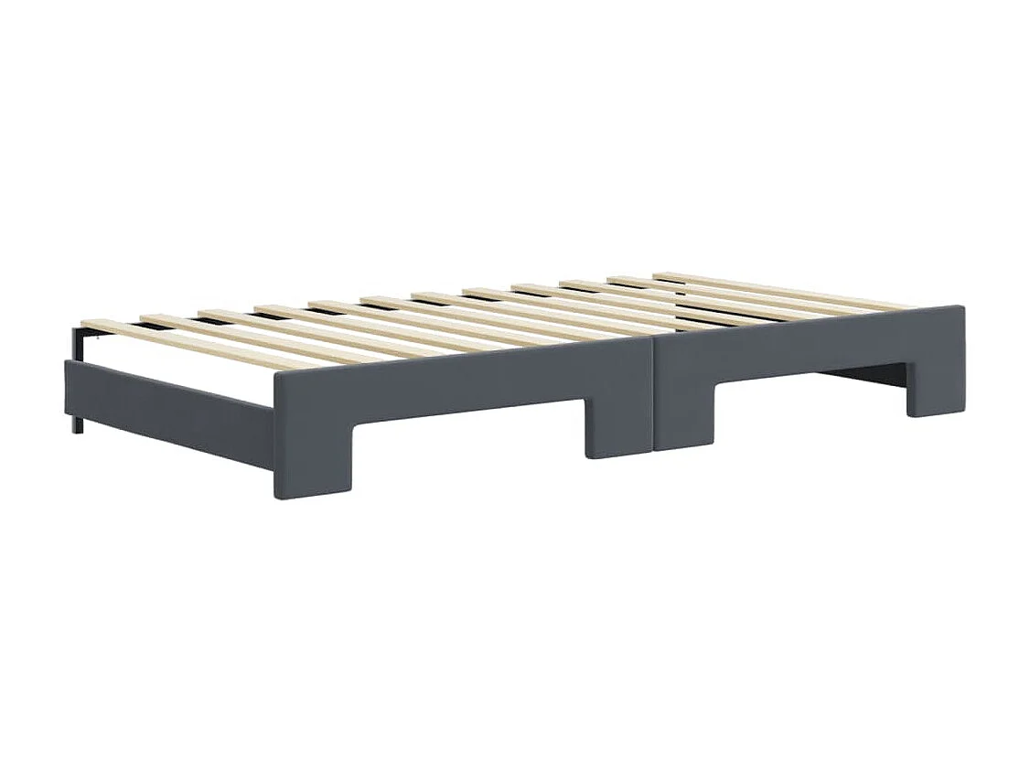 Tagesbett Ausziehbar Dunkelgrau 100x200 cm Samt