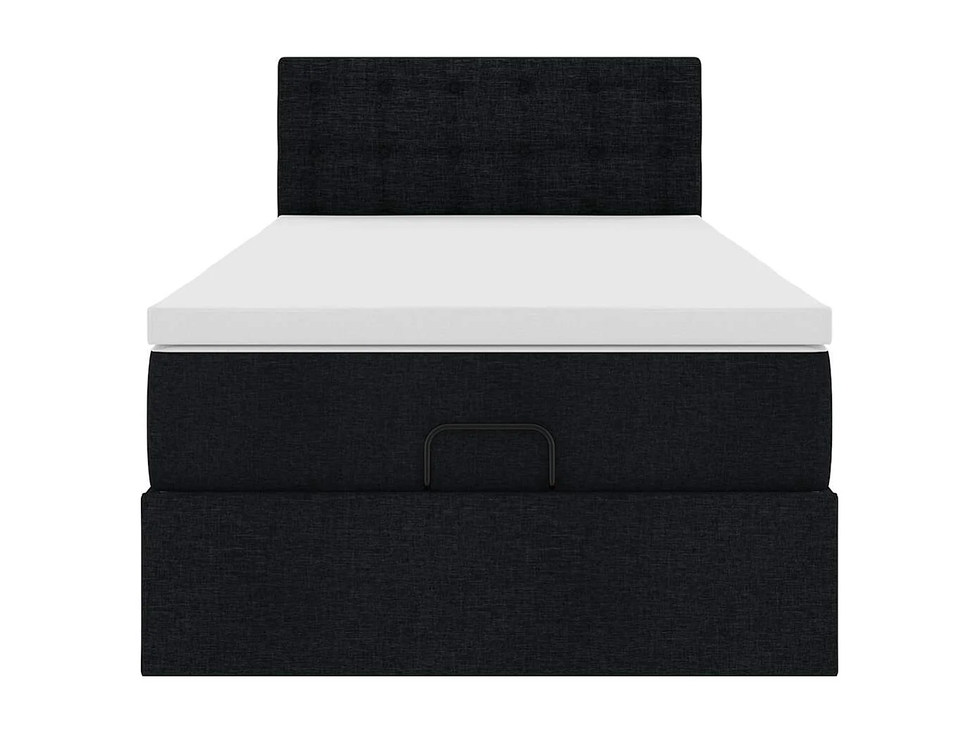 Pouf Letto con Materasso Nero 100x200 cm in Tessuto