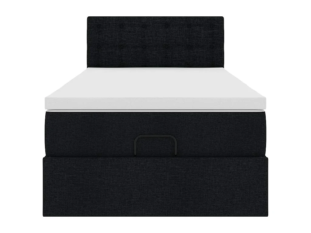Lit ottoman avec matelas noir 100x200 cm tissu