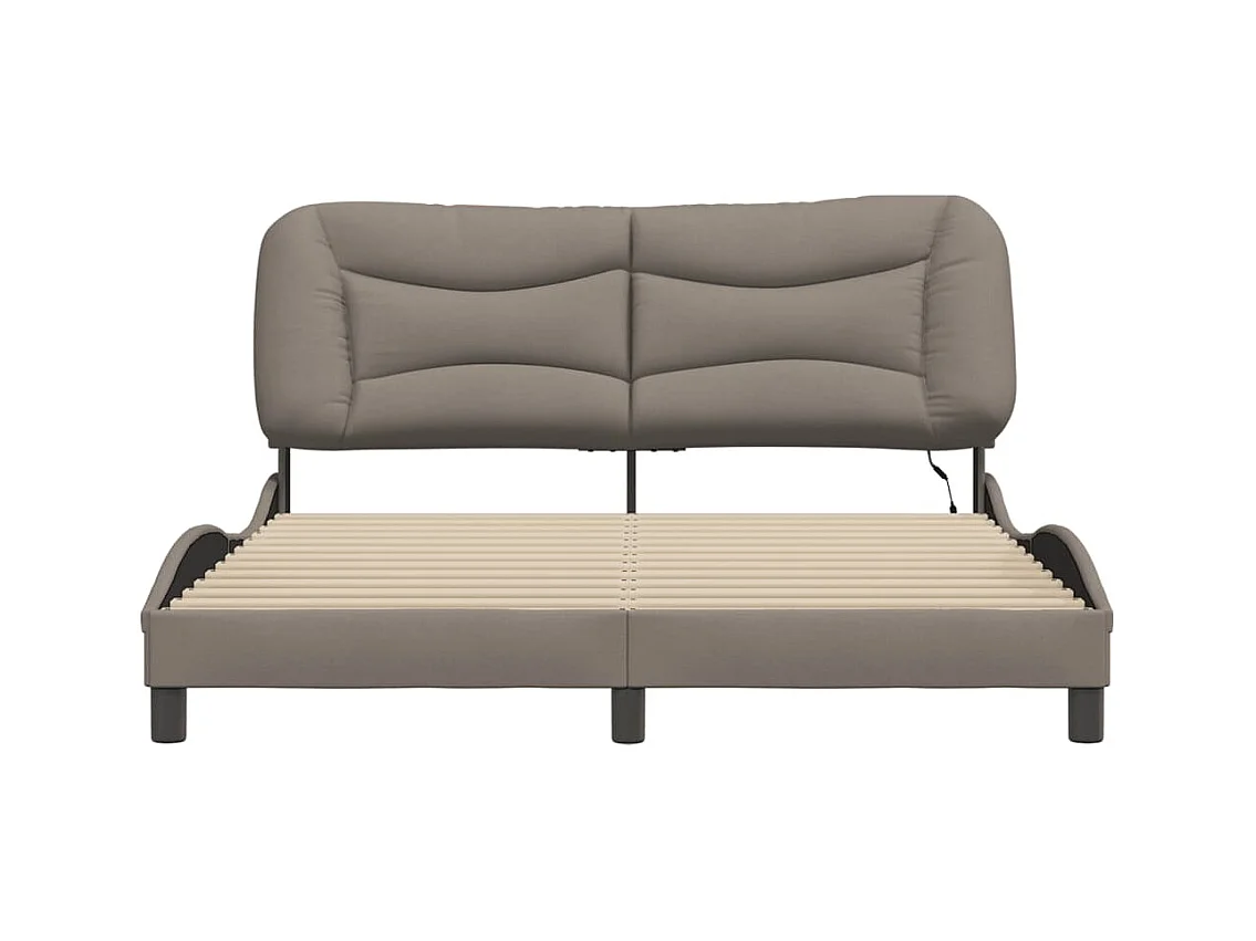 Cadre de lit avec LED sans matelas Hvar taupe 160x200 cm tissu