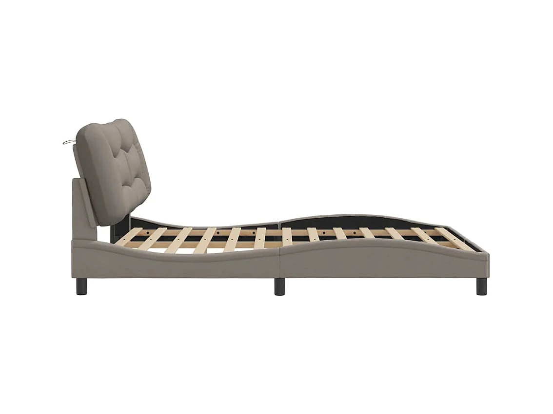 Cadre de lit avec LED sans matelas Hvar taupe 160x200 cm tissu