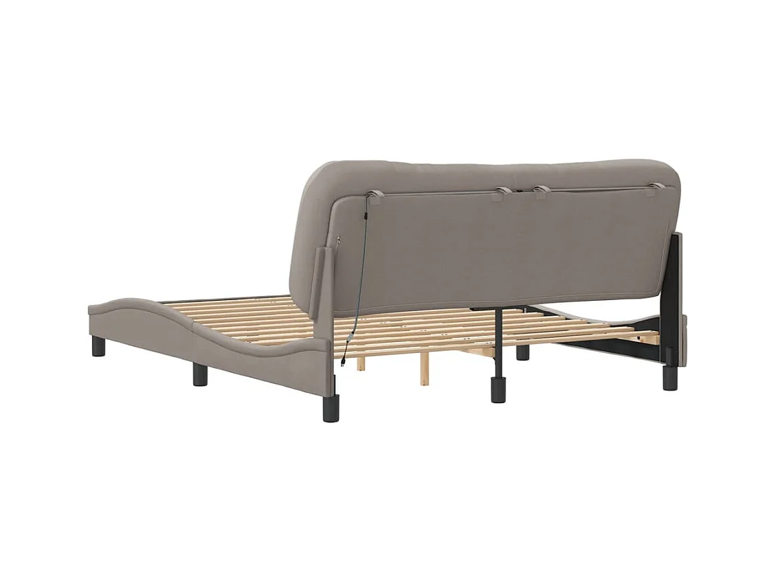 Cadre de lit avec LED sans matelas Hvar taupe 160x200 cm tissu