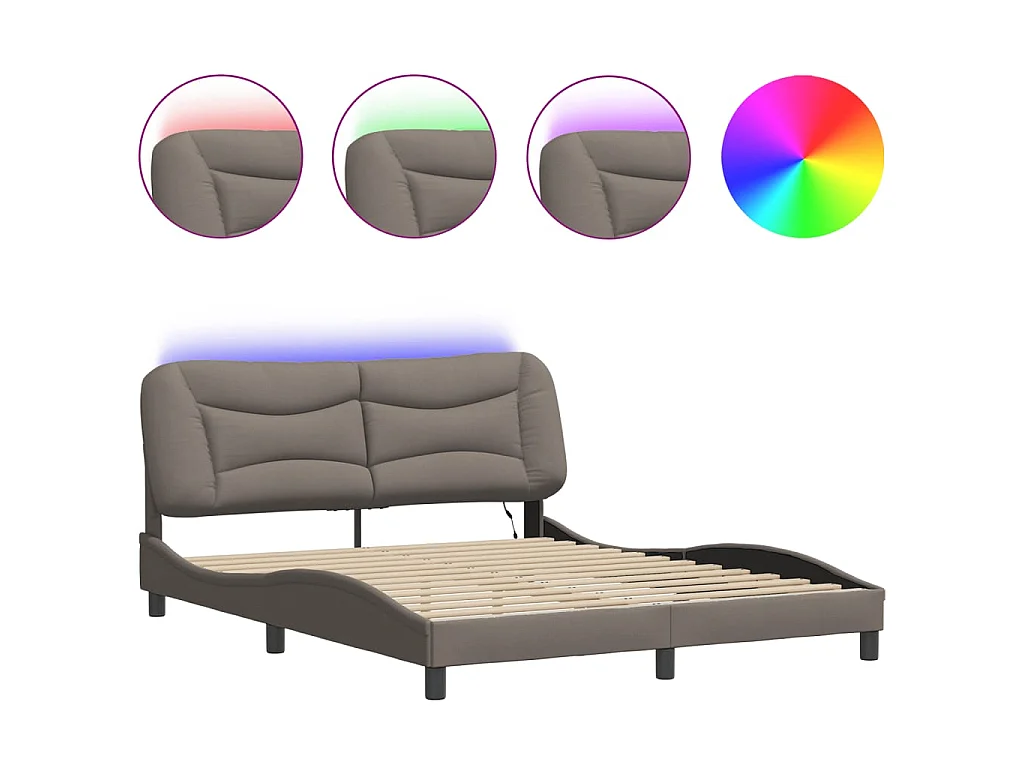 Bedframe met LED zonder matras "Hvar" 160x200 cm stof taupe