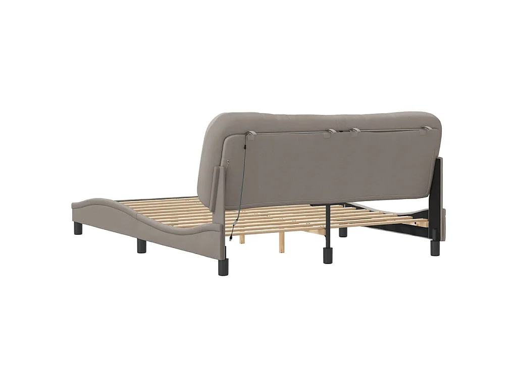 Bedframe met LED zonder matras "Hvar" 160x200 cm stof taupe