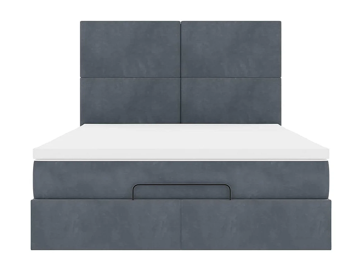 Ottoman-Bett mit Matratzen Dunkelgrau 140x200 cm Samt