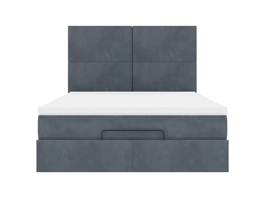 Ottoman bed met matrassen 140x200cm fluweel donkergrijs