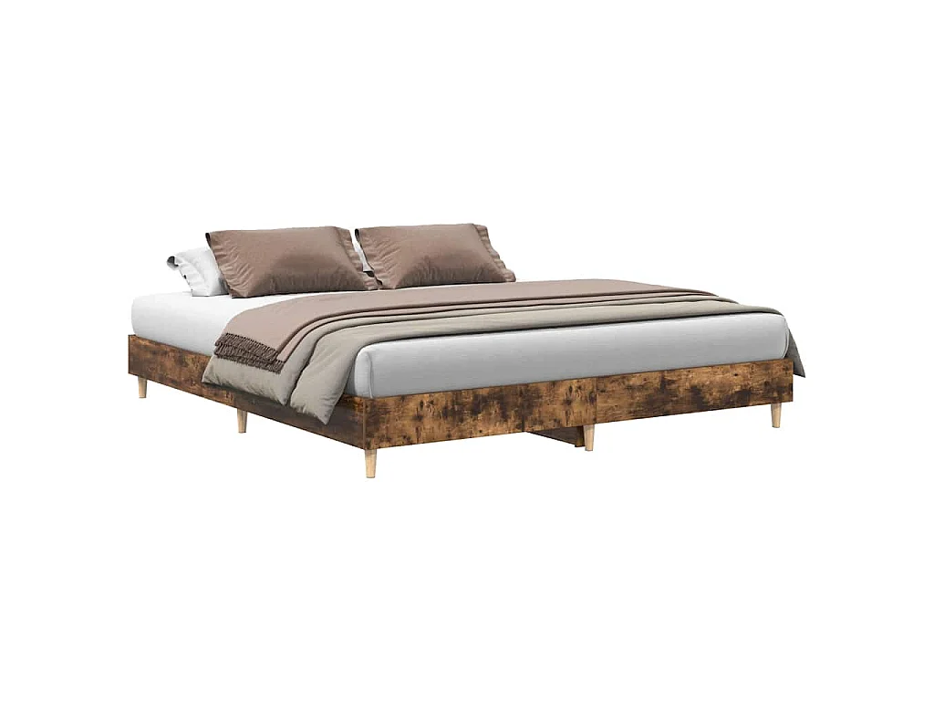 Bettgestell ohne Matratze Räuchereiche 160x200 cm Holzwerkstoff
