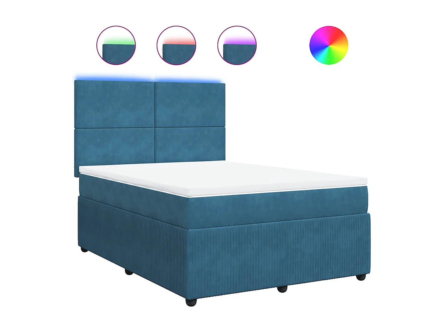 Boxspringbett mit Matratze Blau 140x200 cm Samt