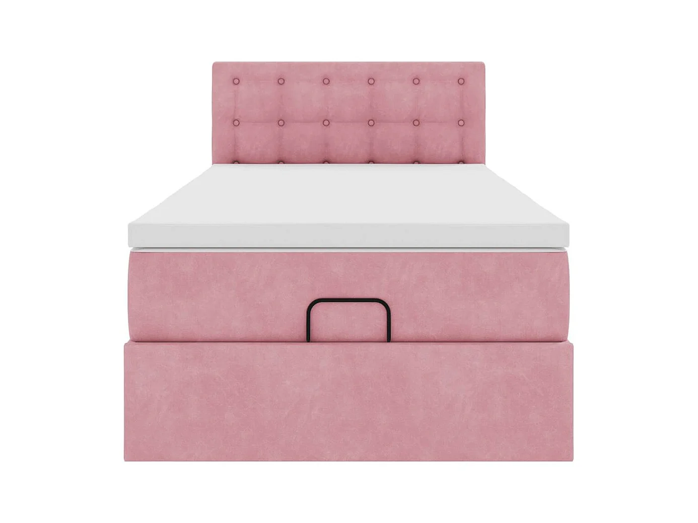 Cadre de lit ottoman avec matelas rose 90x200 cm velours