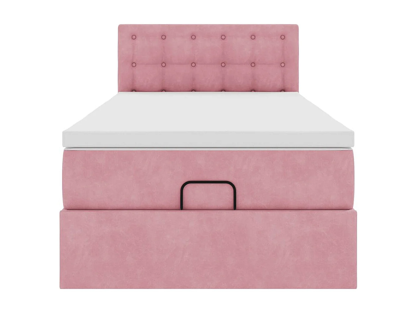Struttura Letto Pouf con Materasso Rosa 90x200 cm in Velluto