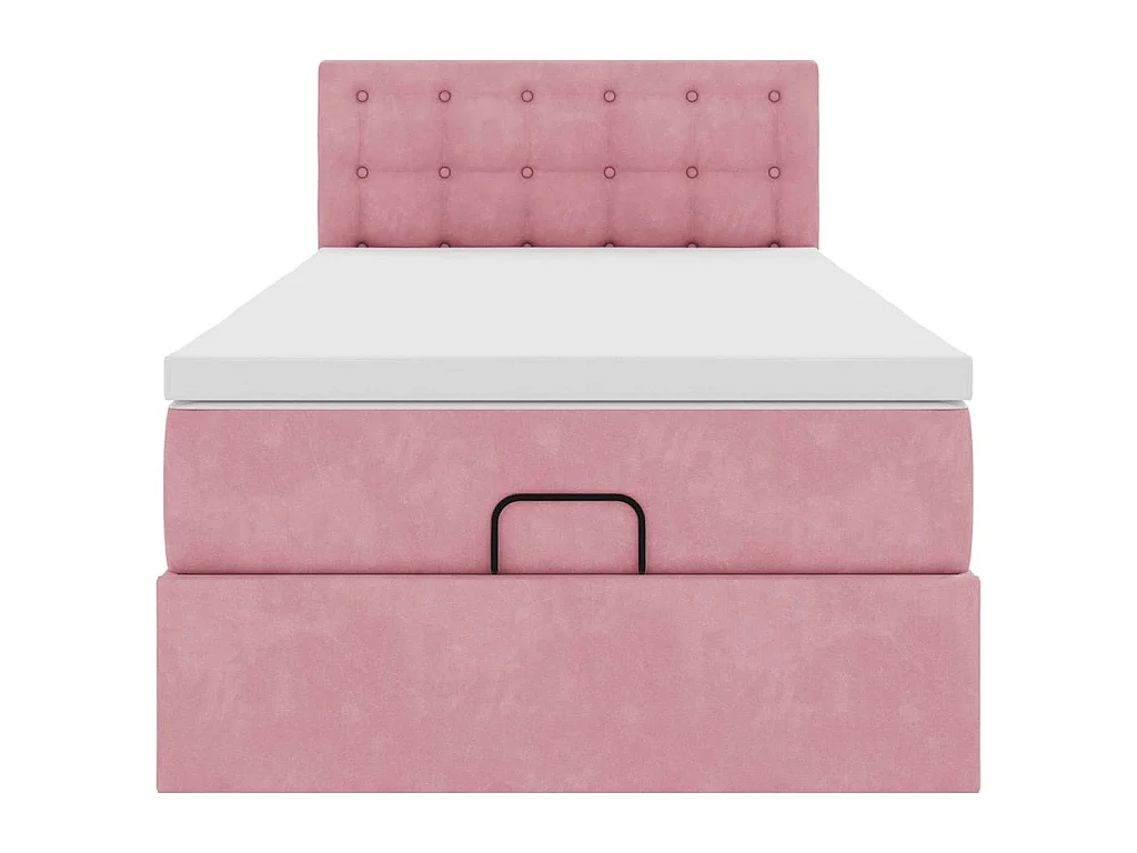 Ottoman-Bett mit Matratze & LEDs Rosa 90x200 cm Samt