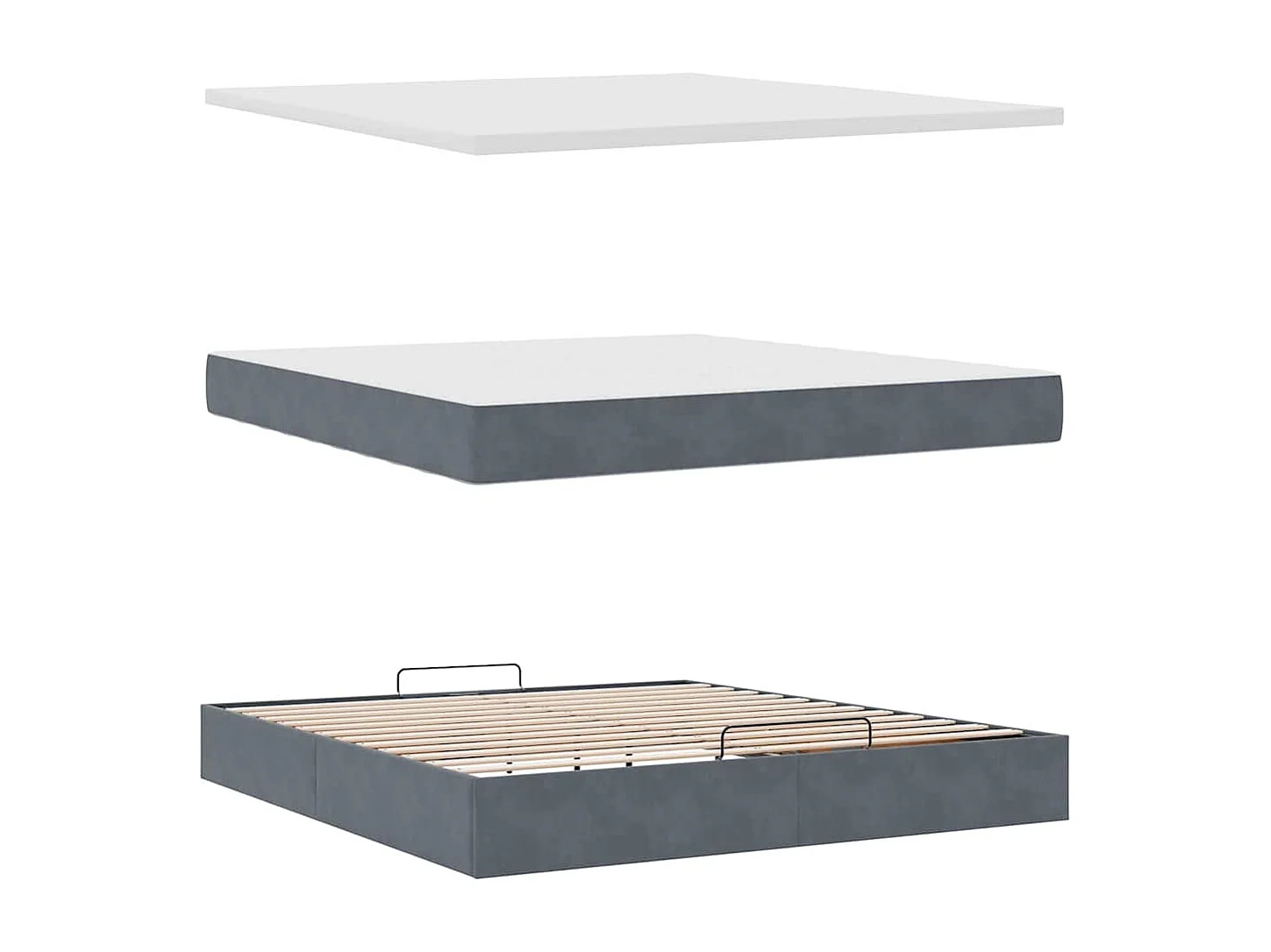 Struttura Letto Pouf con Materasso 160x200 cm in Velluto