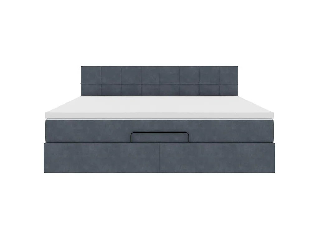 Cadre de lit ottoman avec matelas gris foncé 160x200 cm velours