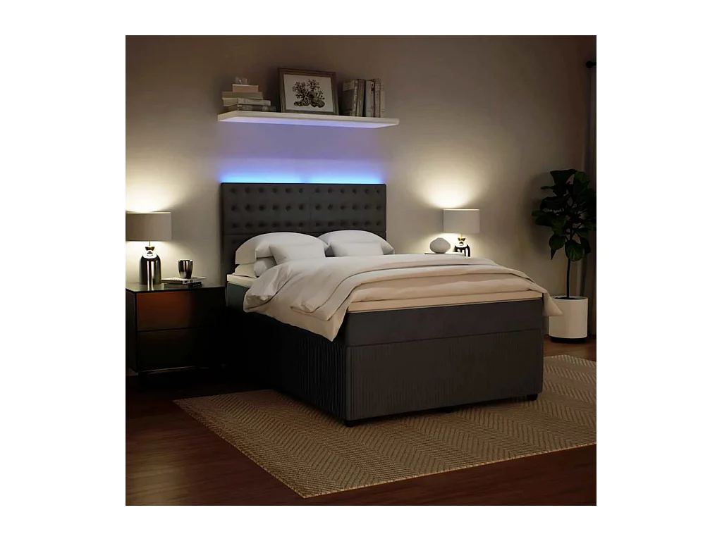 Sommier à lattes de lit et matelas Gris foncé 140x190cm Velours