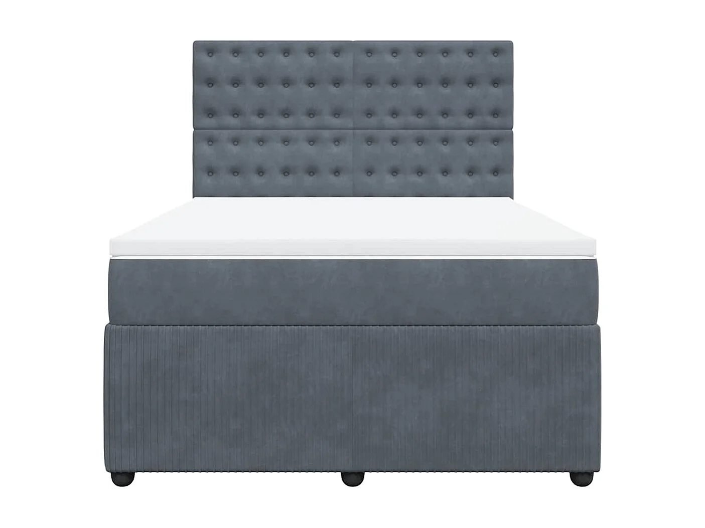 Cama box spring con colchón terciopelo gris oscuro 140x190 cm