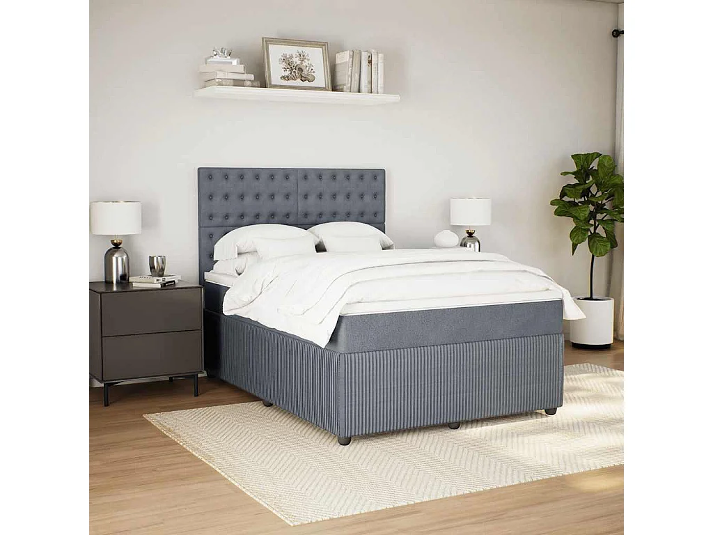 Sommier à lattes de lit et matelas Gris foncé 140x190cm Velours