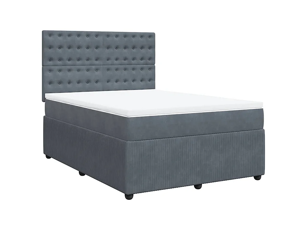 Boxspring met matras fluweel donkergrijs 140x190 cm