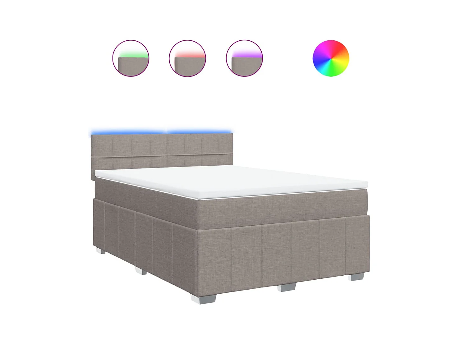 Sommier à lattes de lit avec matelas Taupe 160x200 cm Tissu