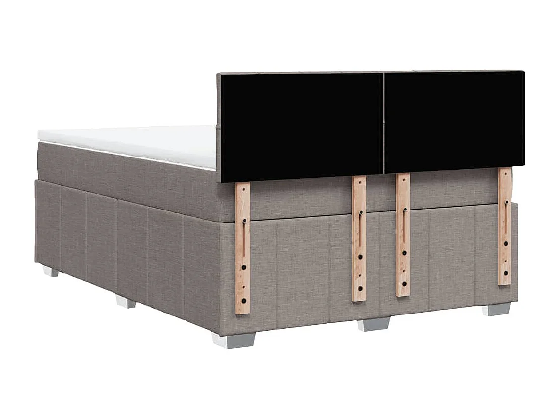 Cama box spring con colchón tela gris taupe 160x200 cm