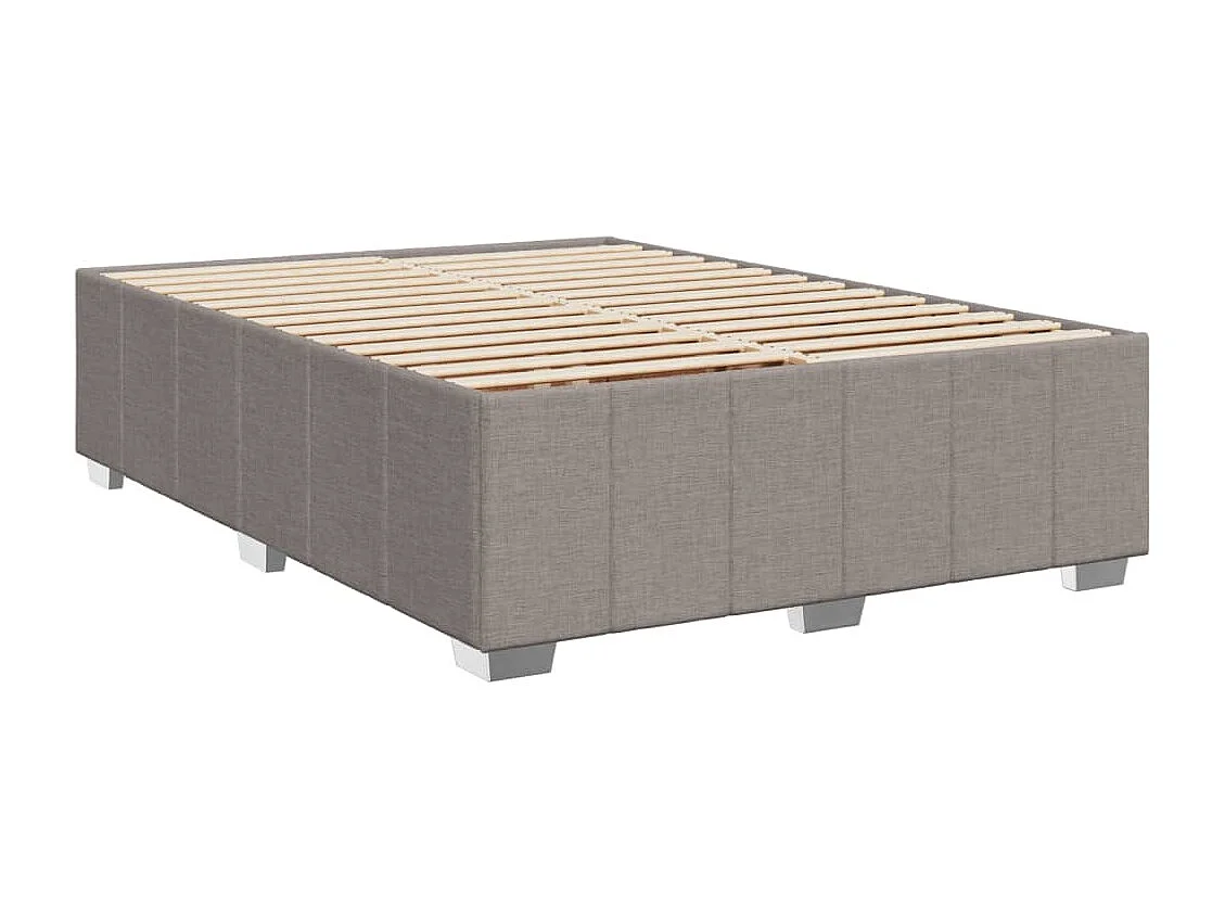 Cama box spring con colchón tela gris taupe 160x200 cm