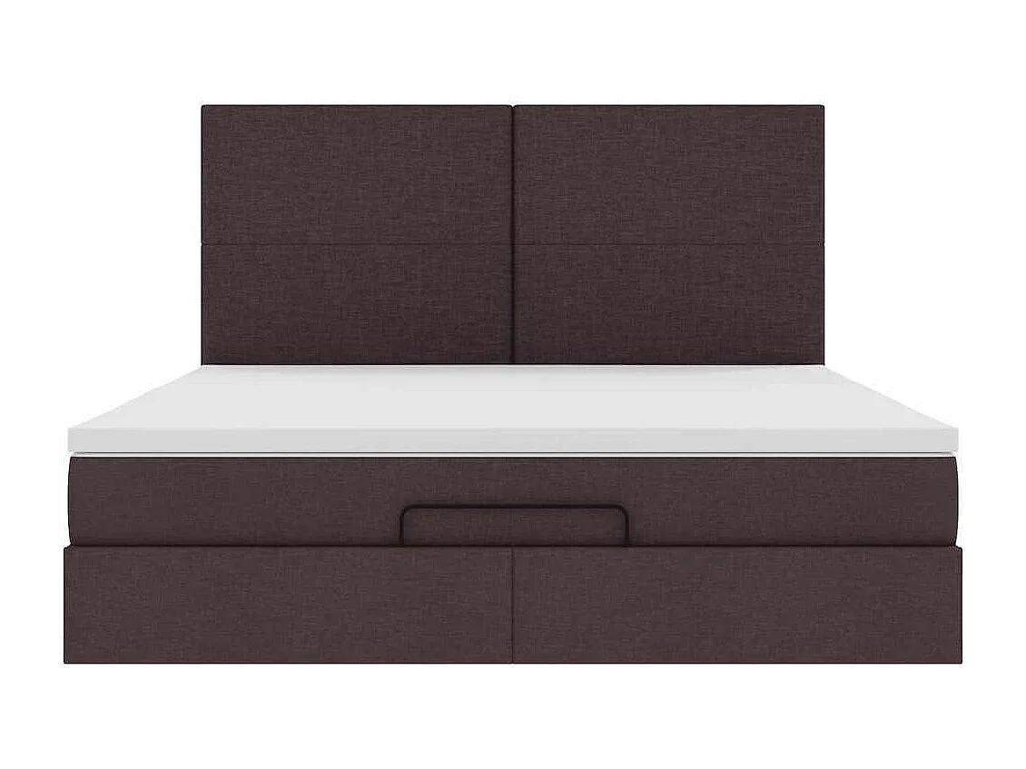 Cadre de lit ottoman avec matelas marron foncé 180x200 cm tissu