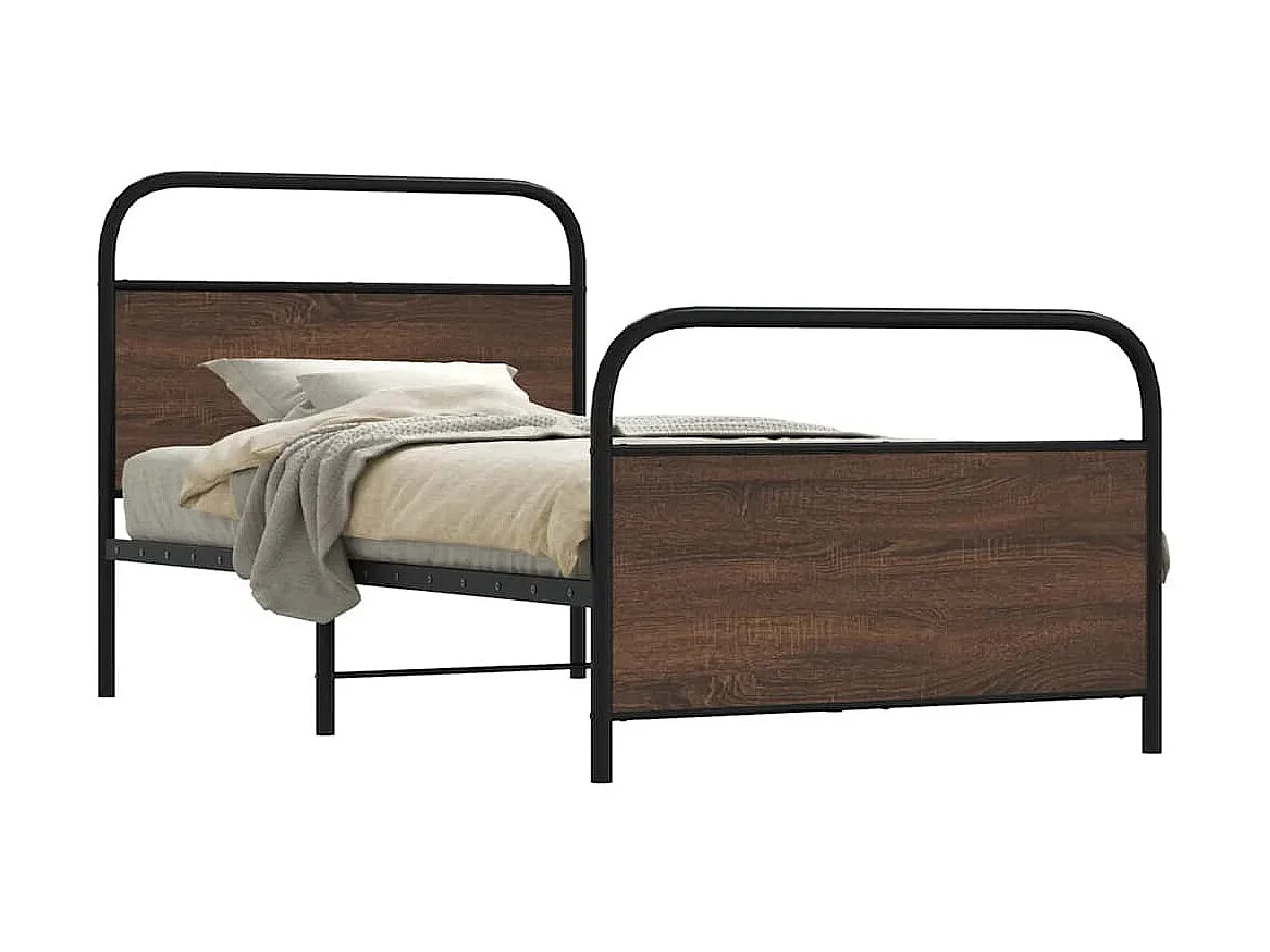 Cadre de lit sans matelas 90x190cm chêne marron bois ingénierie