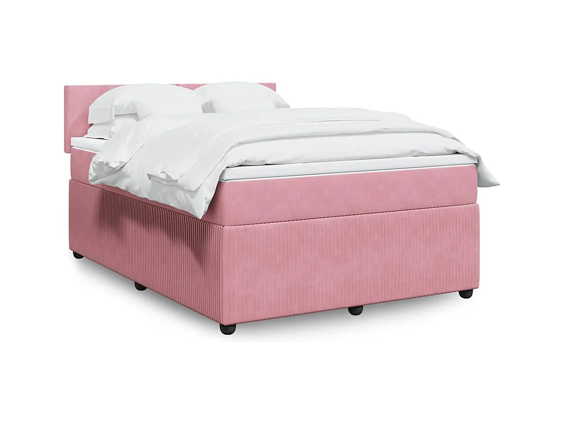 Boxspring met matras fluweel roze 160x200 cm