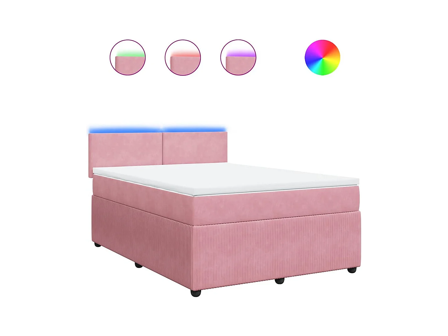 Boxspring met matras fluweel roze 160x200 cm