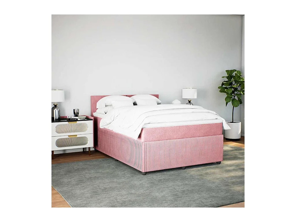 Boxspring met matras fluweel roze 160x200 cm