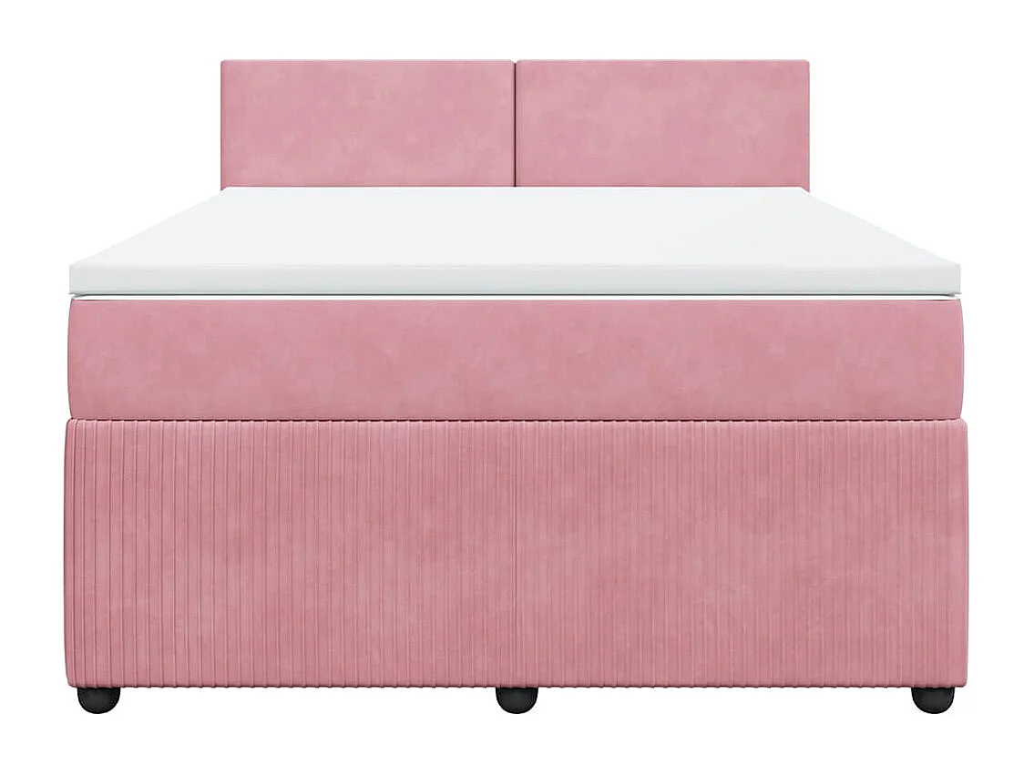 Boxspring met matras fluweel roze 160x200 cm