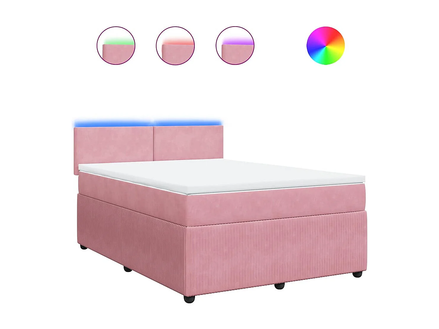 Boxspring met matras fluweel roze 160x200 cm