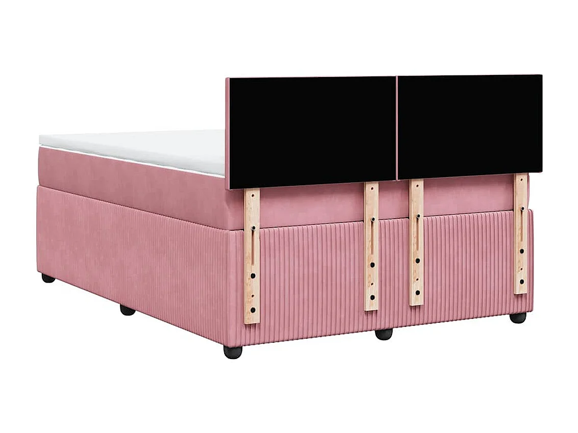 Boxspring met matras fluweel roze 160x200 cm