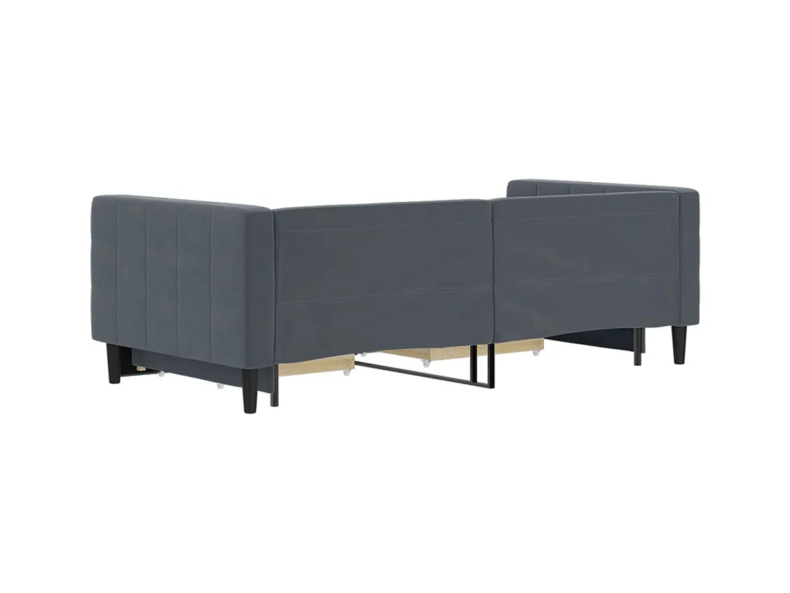 Tagesbett Ausziehbar mit Schubladen Dunkelgrau 90x190 cm Samt