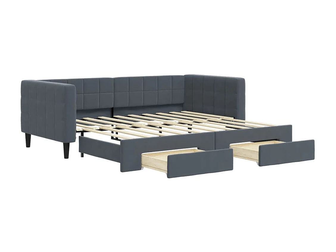 Lit de jour avec gigogne et tiroirs sans matelas 90x190 cm