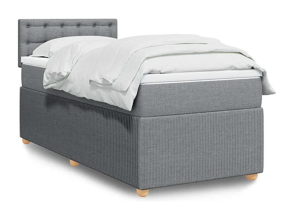 Boxspringbett mit Matratze Hellgrau 90x200 cm Stoff