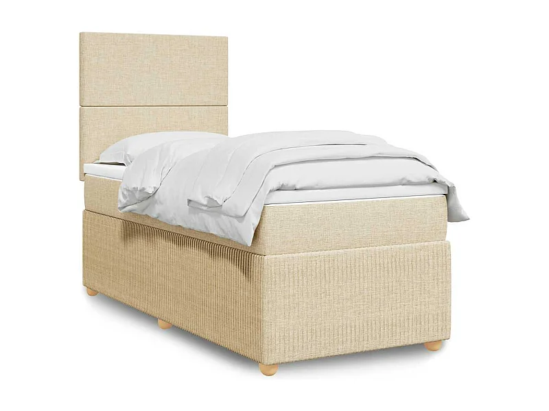 Boxspringbett mit Matratze Creme 90x200 cm Stoff