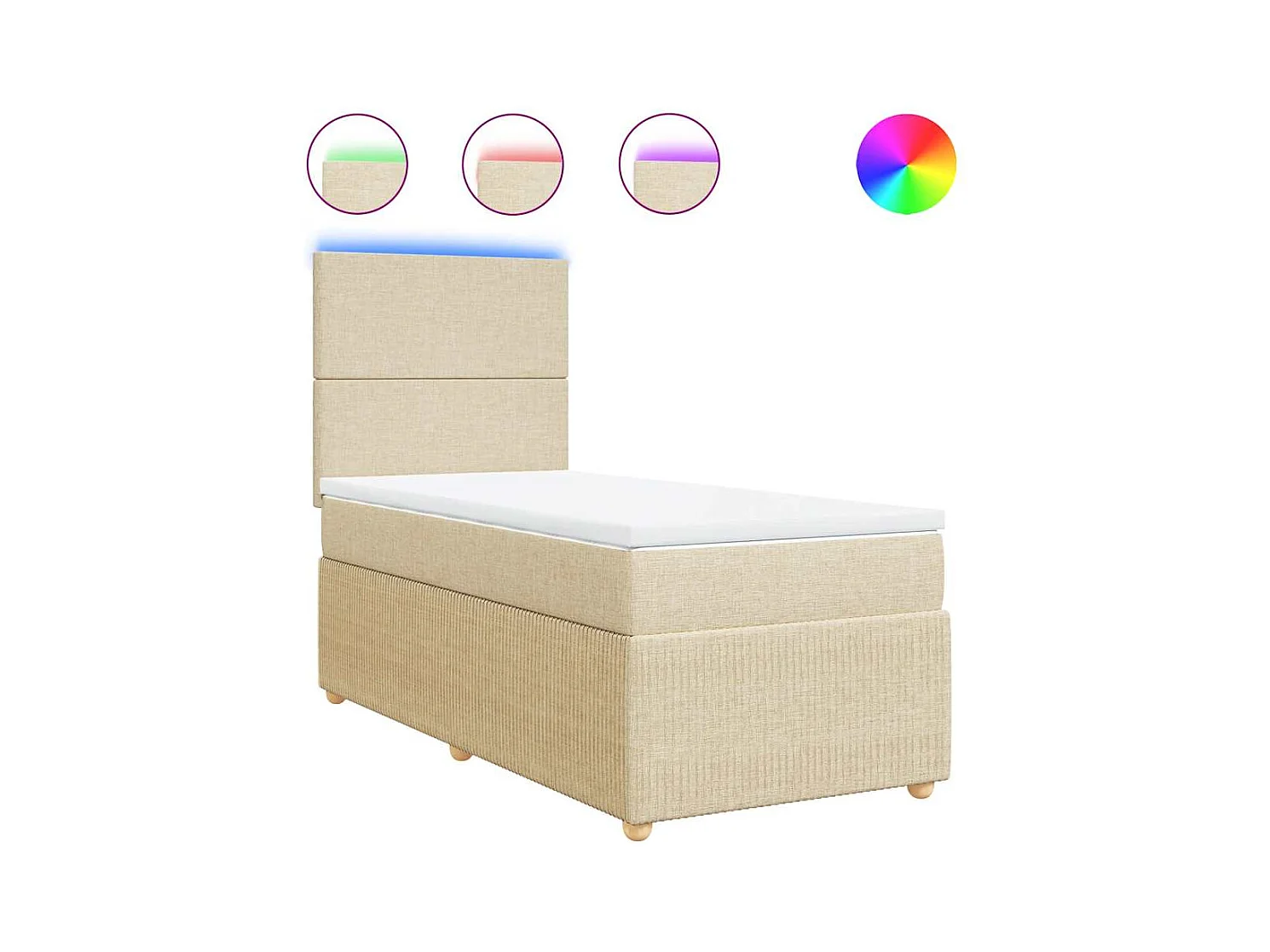 Sommier à lattes de lit avec matelas Crème 90x200 cm Tissu