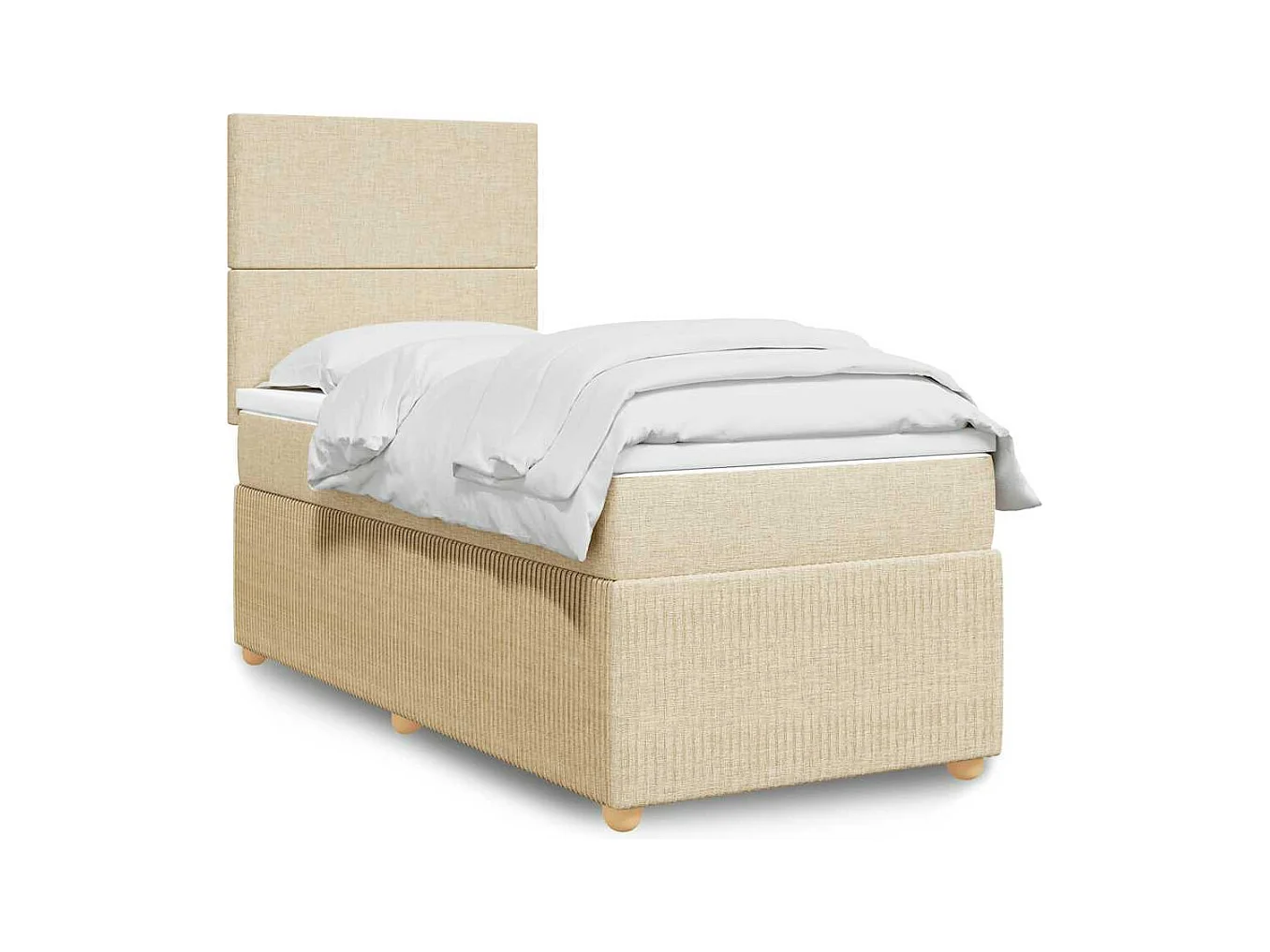 Sommier à lattes de lit avec matelas Crème 90x200 cm Tissu