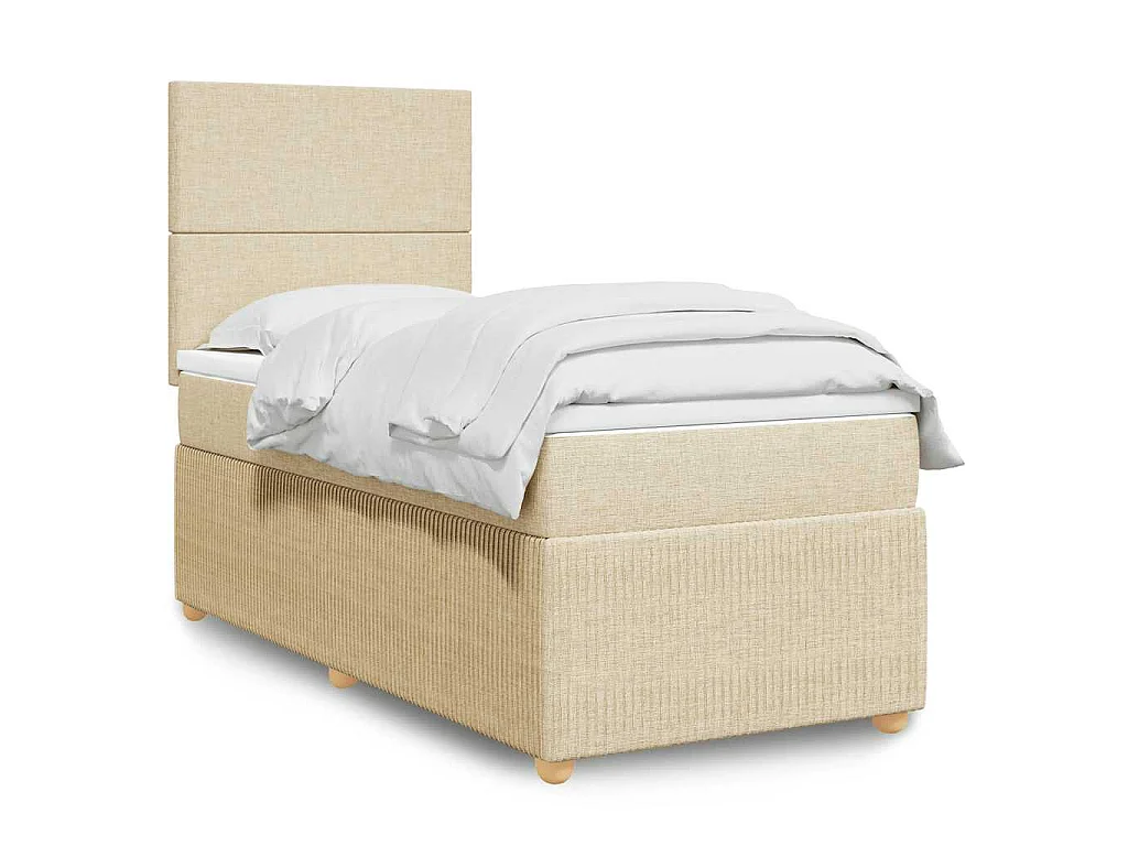Boxspringbett mit Matratze Creme 90x200 cm Stoff