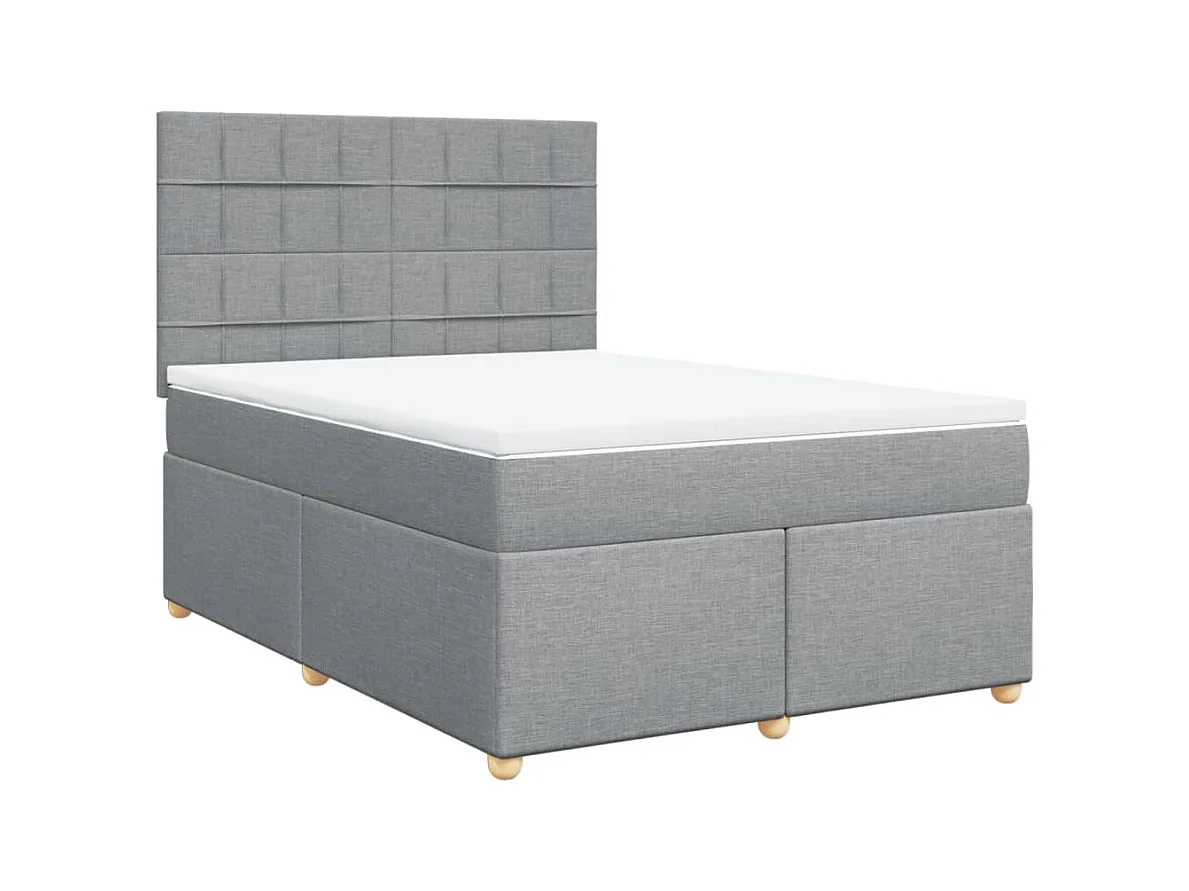 Boxspringbett mit Matratze Hellgrau 140x200 cm Stoff