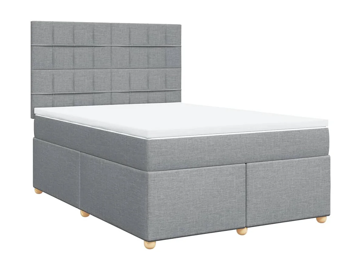Cama com molas/colchão 140x200 cm tecido cinzento-claro