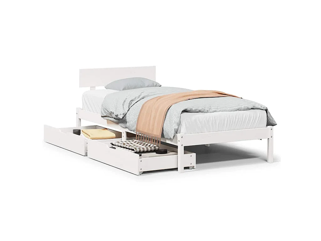 Cadre de lit sans matelas blanc 90x190 cm bois de pin massif