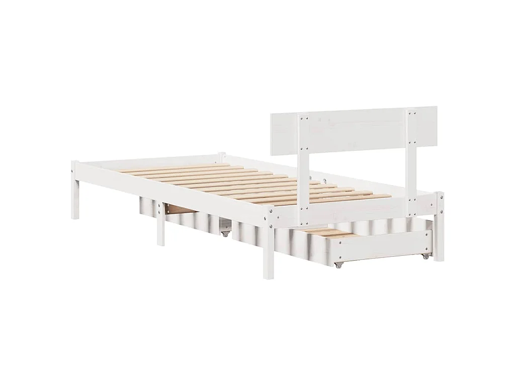 Cadre de lit sans matelas blanc 90x190 cm bois de pin massif