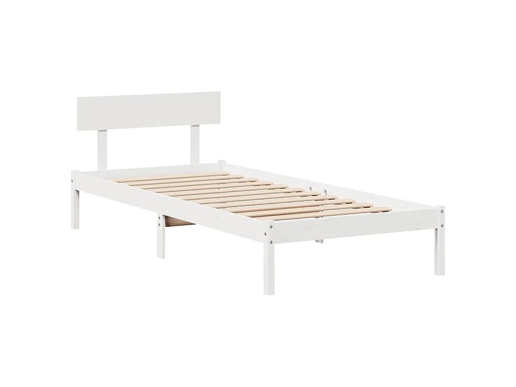 Cadre de lit sans matelas blanc 90x190 cm bois de pin massif