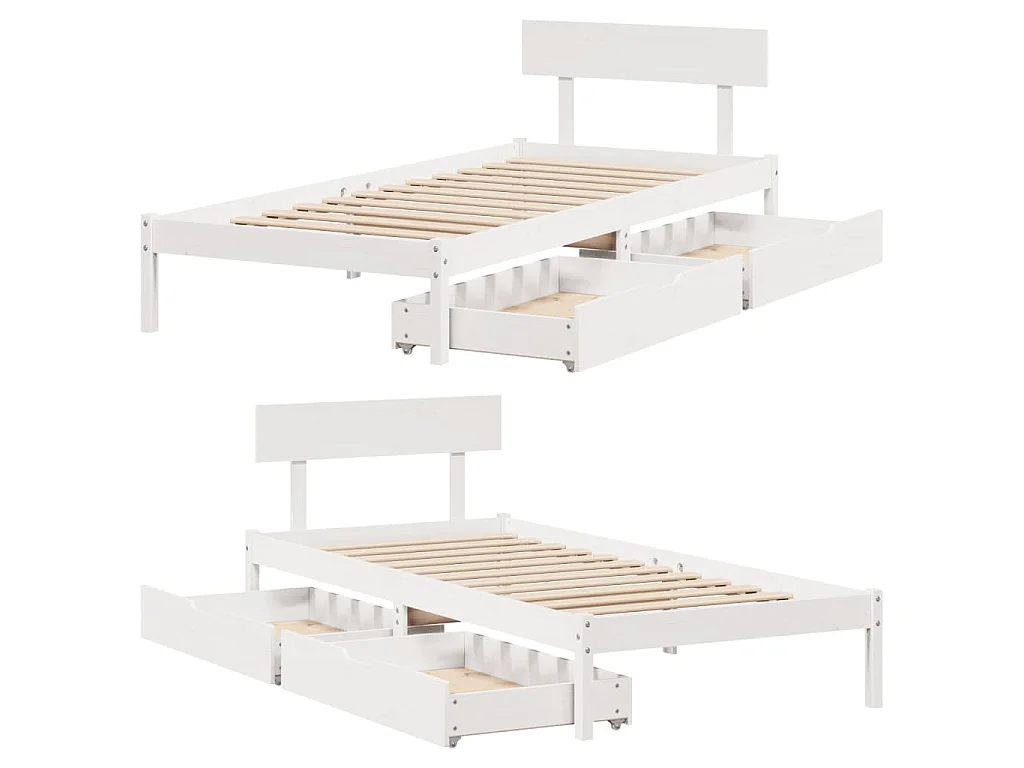 Cadre de lit sans matelas blanc 90x190 cm bois de pin massif