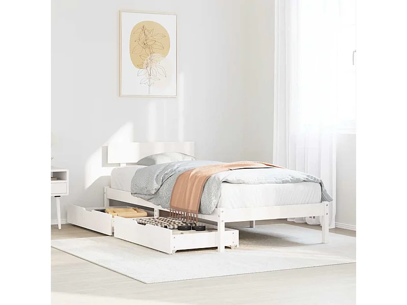 Cadre de lit sans matelas blanc 90x190 cm bois de pin massif